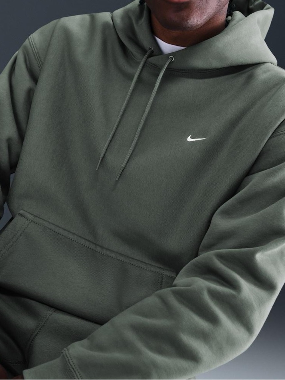 Nike Olive Green Solo Swoosh Hoodie - Loungewear Athleisure Athletic Size L - Picture 8 of 8